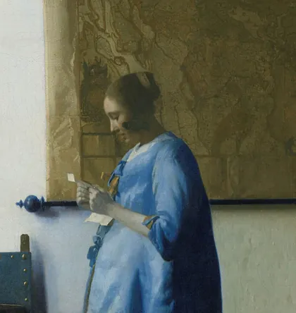 Johannes Vermeer, Femme en bleu lisant une lettre, vers 1663.